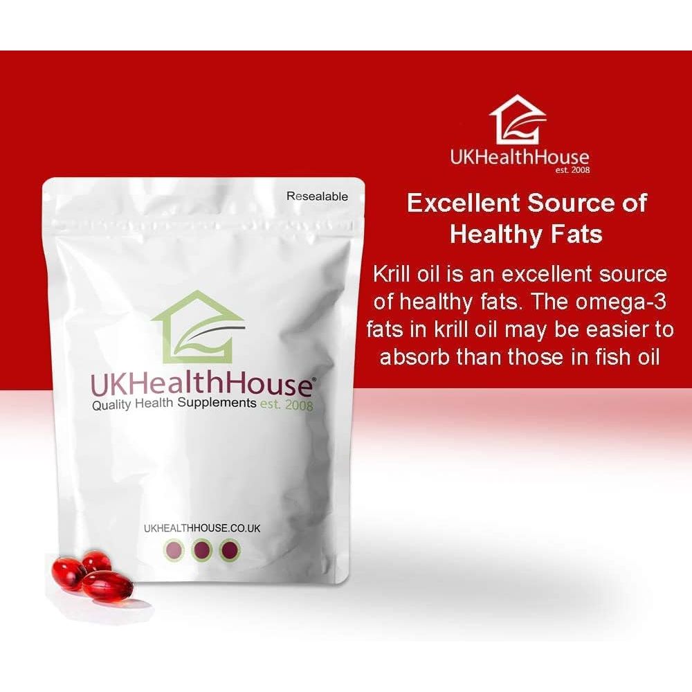 Ukhealthhouse Premium - Superba Pure Red Krill Oil Capsules - 500Mg X 90 - Extra High Strength