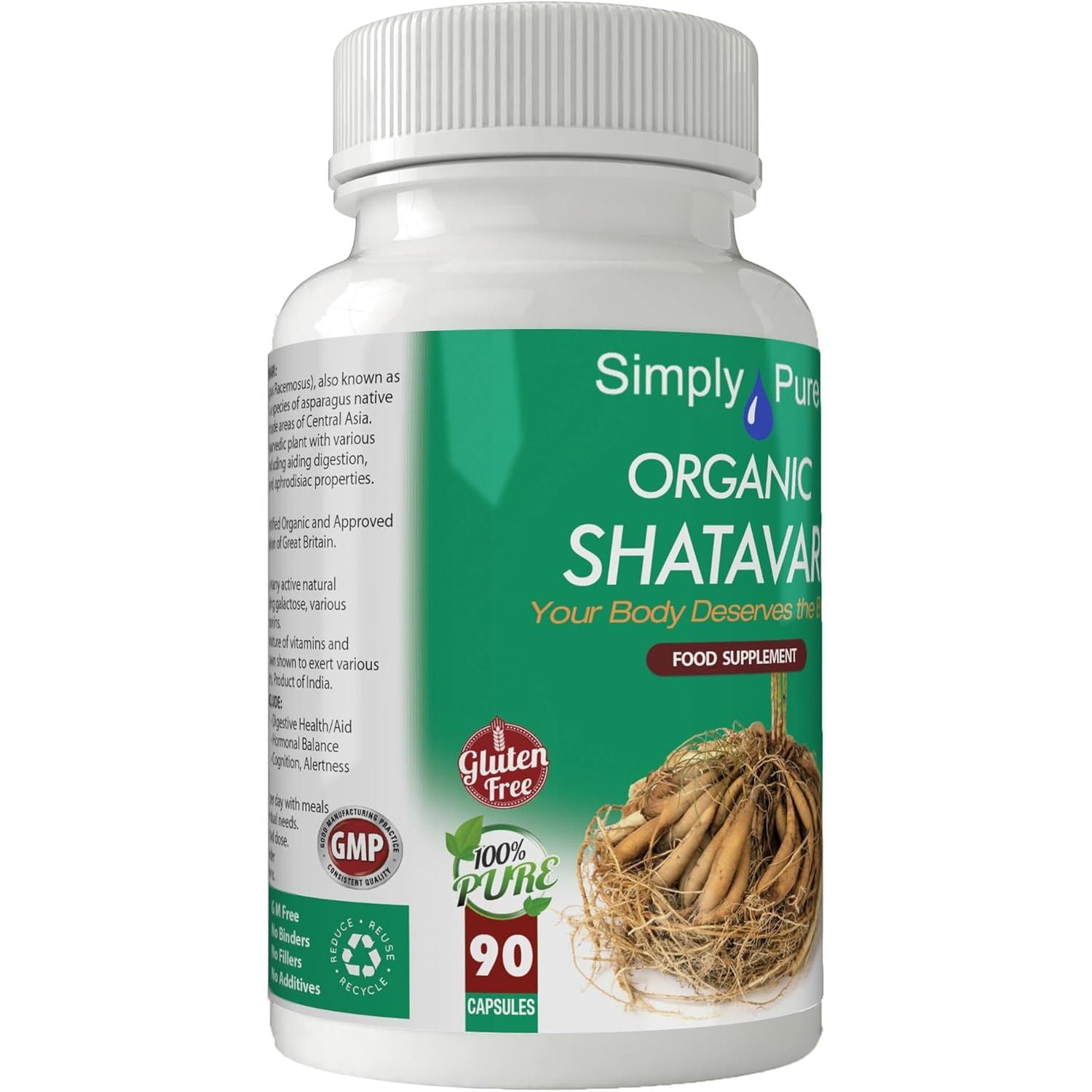 Simply Pure Organic Shatavari for Women'S Health & Vitality | 500Mg Capsules X 90 | 100% Pure Soil Association Certified | Gluten Free | GM Free | Vegan