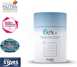 Pura Powdered Collagen Supplement (Flex +) | Hydrolysed Collagen Peptides with Vitamin C & Manganese | 284G (28 Servings)