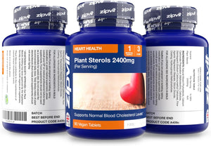 Zipvit Plant Sterols High Strength 2400Mg, 90 Vegan Tablets, Supports Maintenance of Normal Blood Cholesterol, Vegan and Vegetarian Friendly