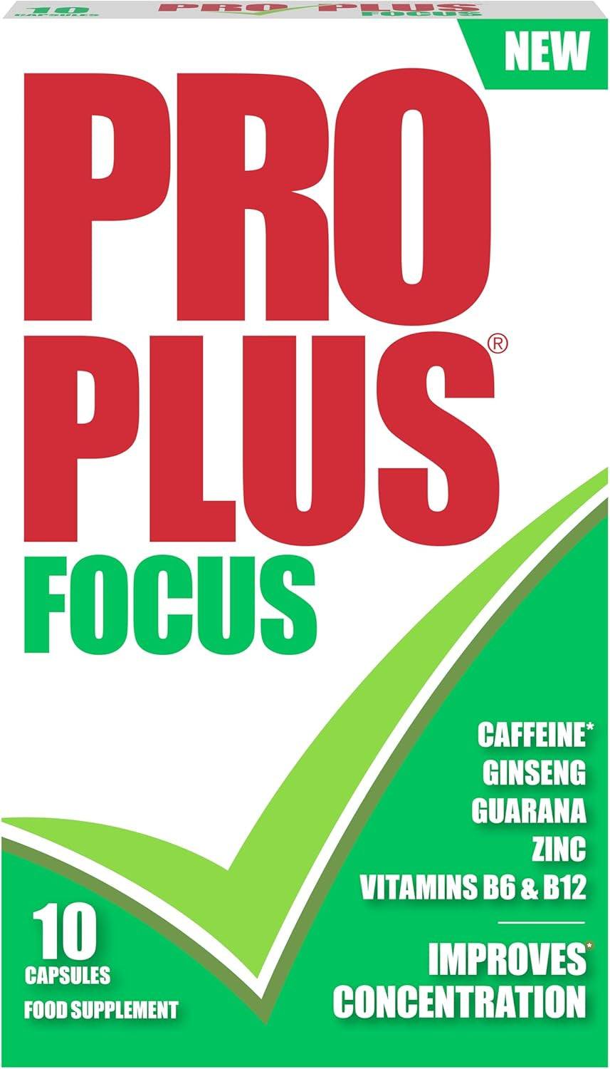 Pro plus Focus 10 Capsules - Caffeine - Ginseng - Guarana - Zinc - Vitamins B6 & B12