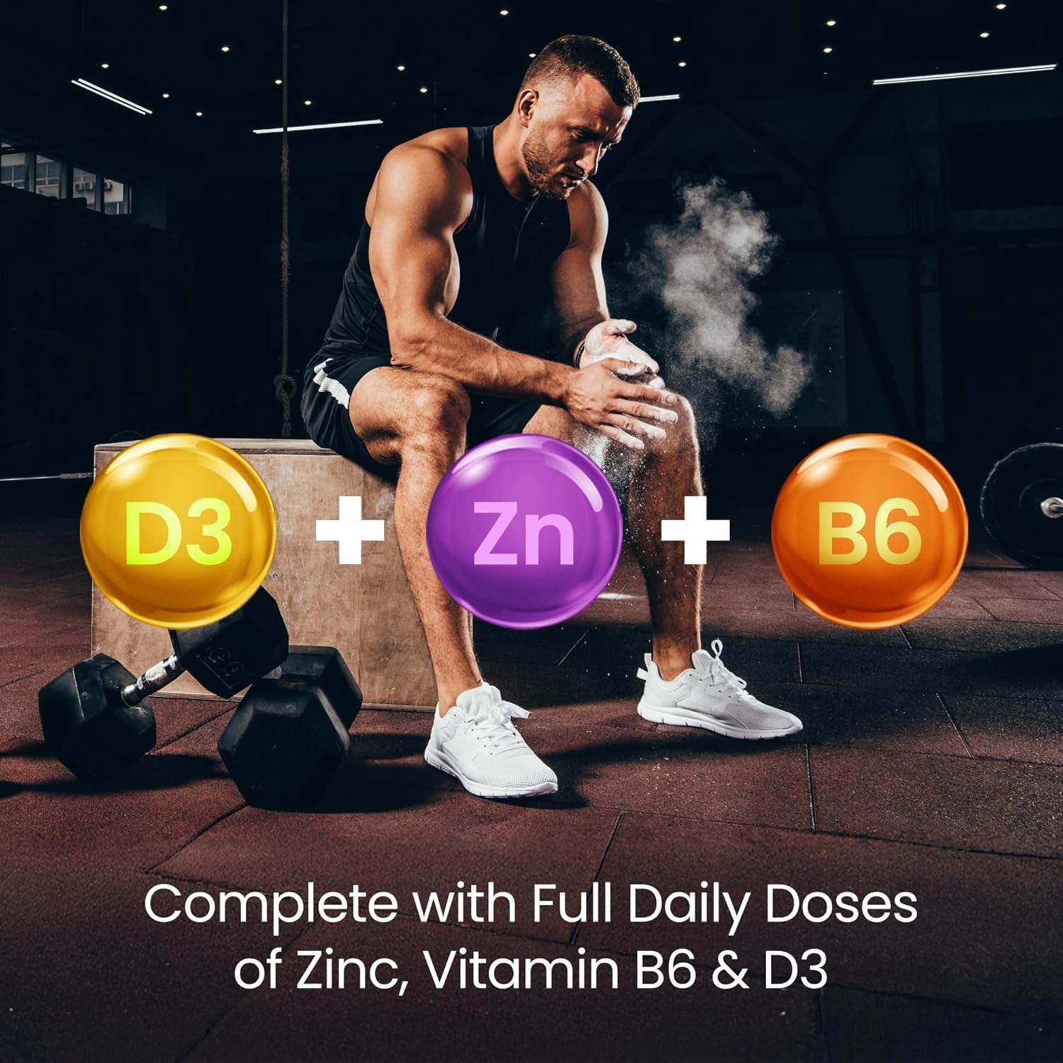 Vitabright Magnesium Glycinate Complex 6-In-1 | 2500Mg~485Mg Elemental | 120 Caps | Glycinate Tablets & Zinc, Vitamins B6 & D | High Strength Magnesium Supplements for Women/Zma Supplements for Men