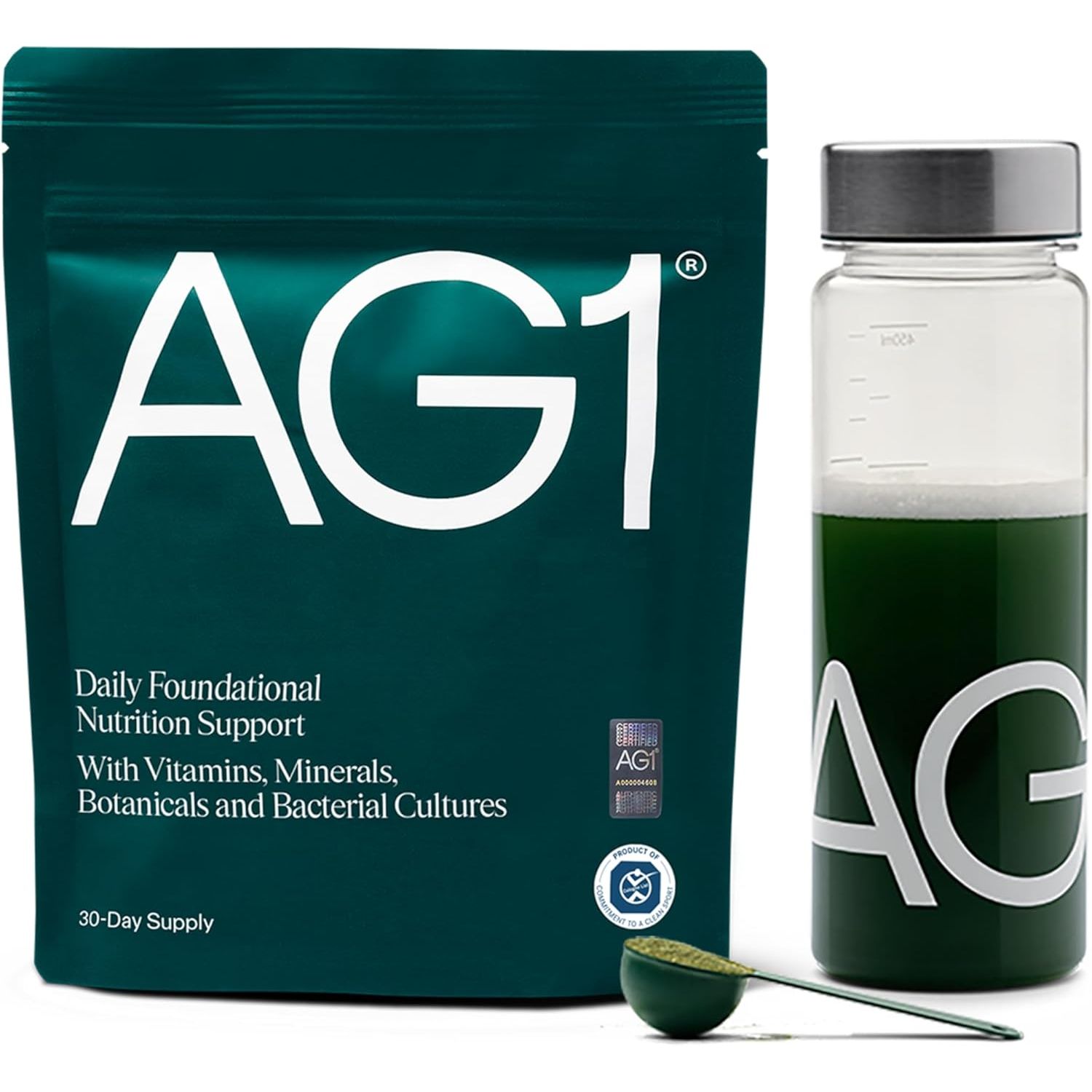 AG1 Greens Powder Supplement | Daily Nutrient Boost: Vitamins, Minerals, Gut-Friendly Bacteria, Gluten Free, Vegan and Keto Friendly | 70+ Ingredients by AG1 Athletic Green