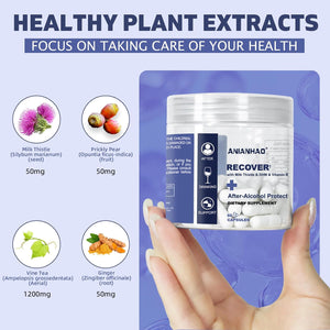 Liver Support Recover | Liver Detox Supplement with DHM + L-Cysteine | Feel Better after Drinking & Support Your Liver | 12 Doses | Dihydromyricetin, Cysteine, Prickly Pear, B-Vitamins, Ginger