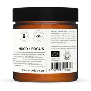 Erbology Organic Lion'S Mane Mushroom Powder 50 Servings - 32% Beta-Glucans - Calm and Focus - Hericium Erinaceus - Small Batch - Sustainably Grown in Europe - Vegan - Non-Gmo - No Added Fillers