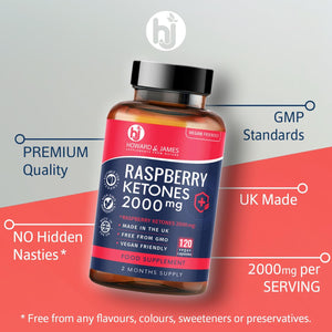 Raspberry Ketones 120 Capsules 2000Mg Daily Serving | Vegetarian & Vegan Friendly Capsules | Max Strength for Men or for Women (120 Capsules)