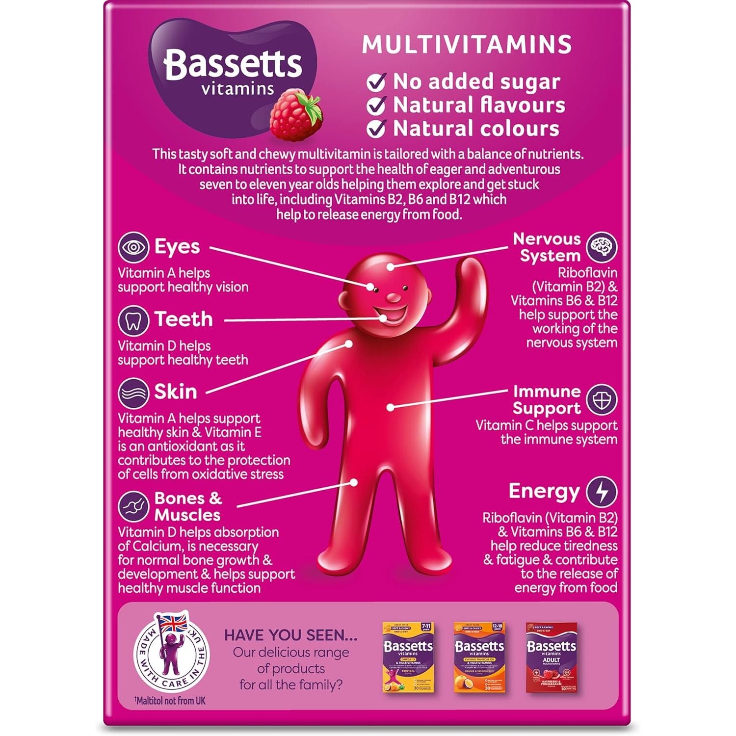 Bassetts Vitamins 7-11 Years Raspberry Flavour Multivitamins 30 Gummies