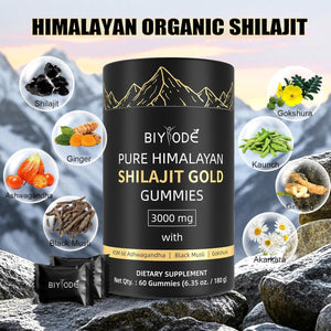 Shilajit Gummies - Pure Himalayan Shilajit Gummies Gold, Fulvic Acid & 85+ Trace Minerals I - Vegan, Non-Gmo,Individually Wrapped for Travel - 60 Gummies