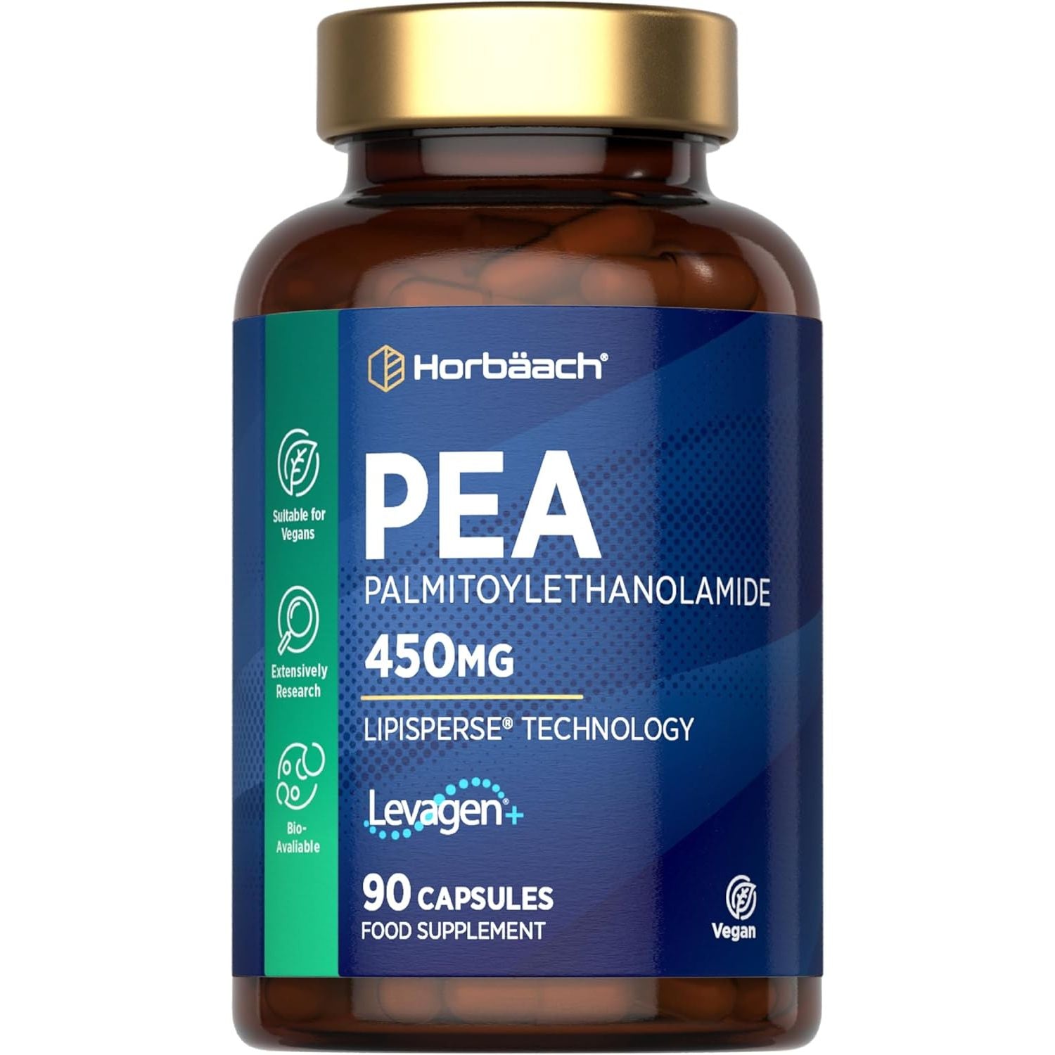 Palmitoylethanolamide Pea 450Mg | Levagen plus Pea | 90 Vegan Capsules | by Horbaach
