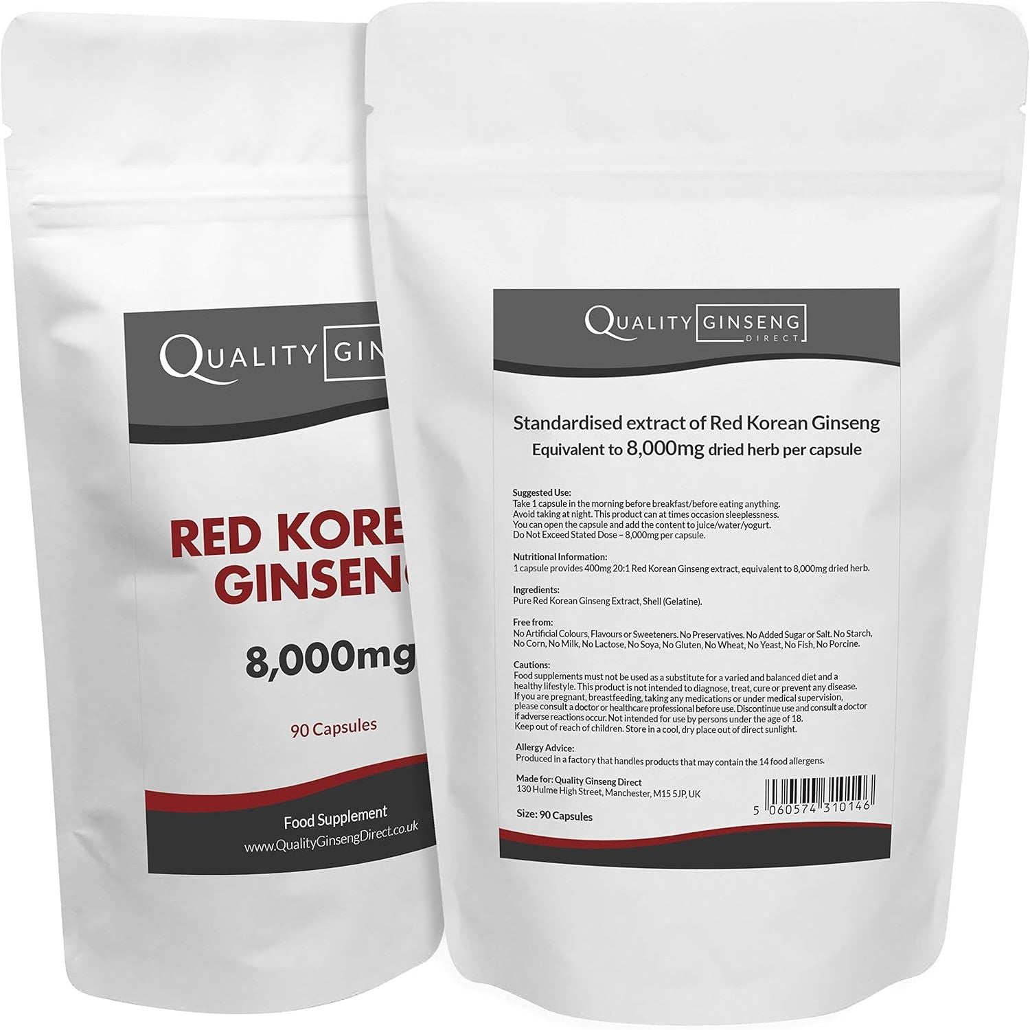 Red Korean Ginseng - 8,000Mg Capsules - Powerful Formula (90)