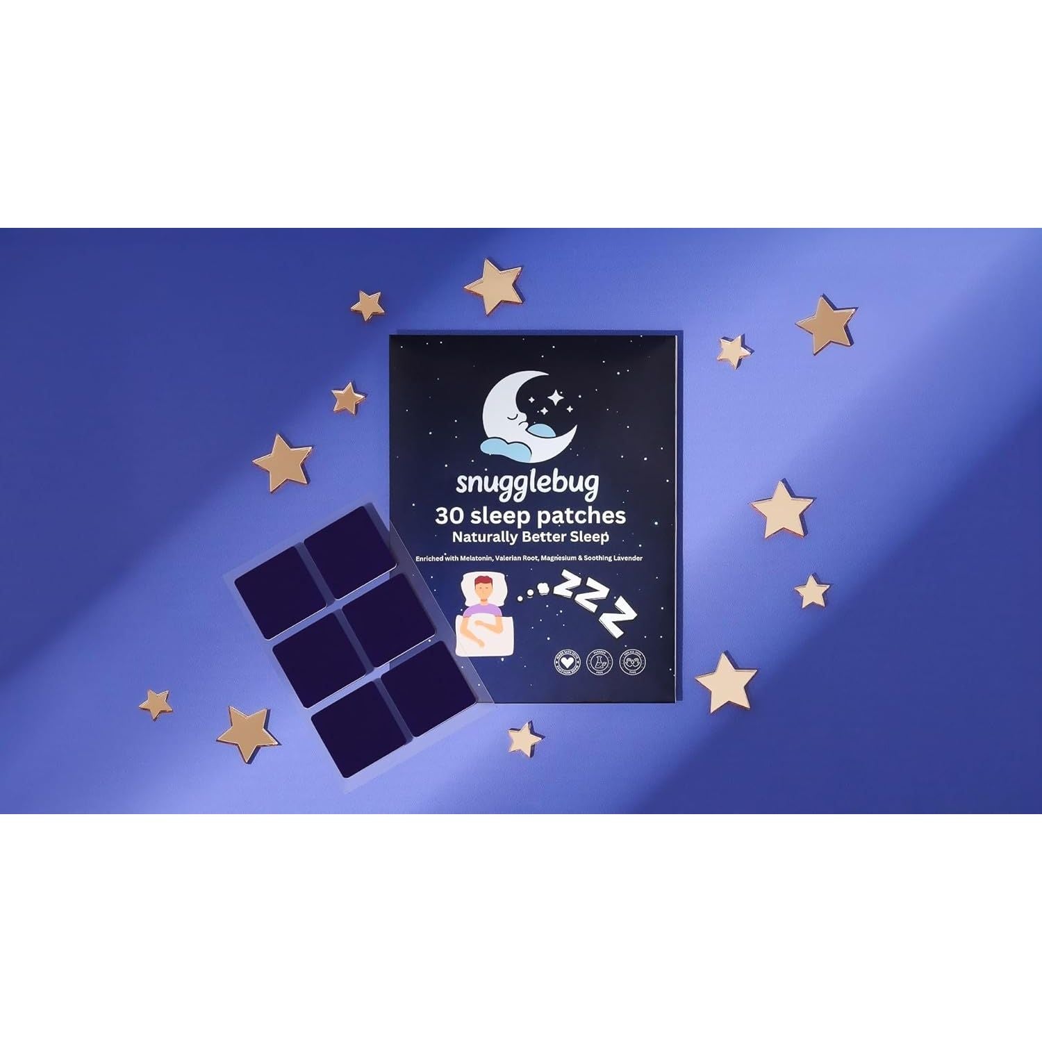 Snugglebug® Sleep Patches – 30-Day Supply | Extra Strength with Melatonin | All-Natural Sleep Aid | UK Made, Vegan, Non-Habit-Forming | No Pills, No Grogginess | Pack of 1