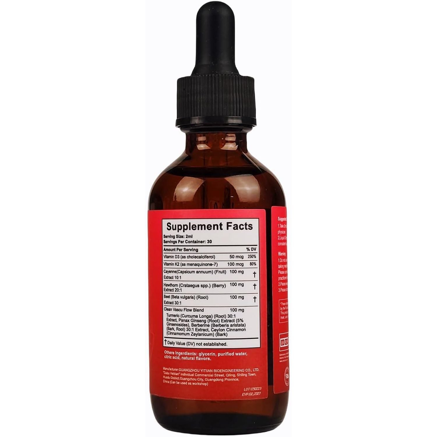 2 Bottles Cayenne Pepper 120Ml - Cayenne Pepper Supplement - Vitamin K2+D3 Liquid Drops - Suitable for Vegan Vegetarian Halal & Kosher Diet - (2 Month Supply)