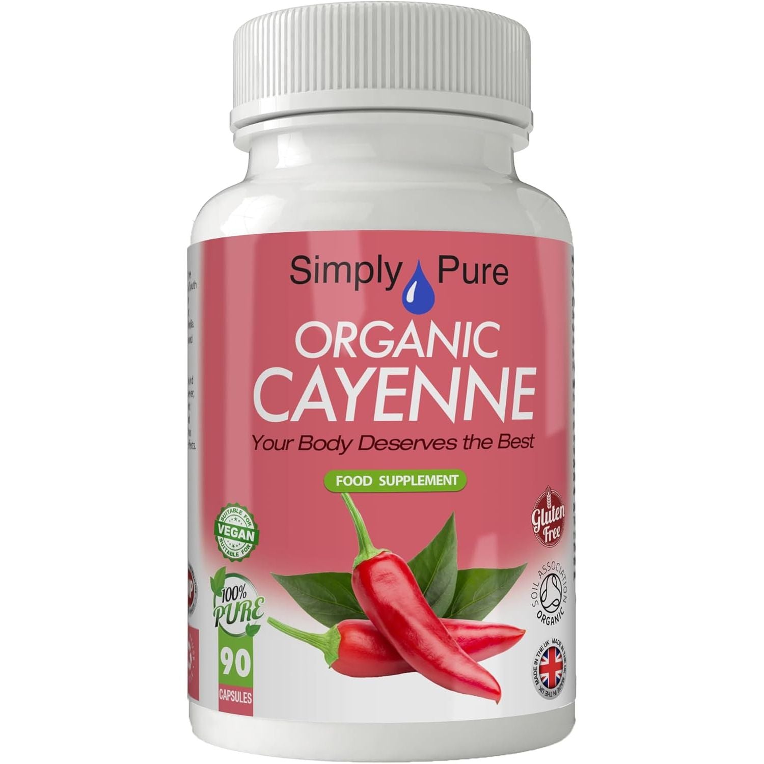 Simply Pure Organic Cayenne | Inflammation, Heart Health & Metabolism | 500Mg Capsules X 90 | 100% Pure Soil Association Certified | Gluten Free | GM Free | Vegan