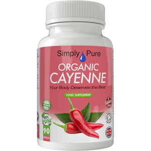 Simply Pure Organic Cayenne | Inflammation, Heart Health & Metabolism | 500Mg Capsules X 90 | 100% Pure Soil Association Certified | Gluten Free | GM Free | Vegan