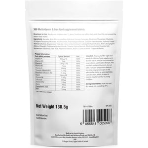 Multivitamin & Iron 360 Tablets | One a Day Formulation for Men or Women | UK Manufactured | Immune Defence: Vitamin C D & B6 Supports Immune System