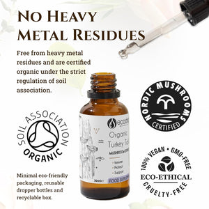 Ecodrop Organic Turkey Tail Mushroom I 50Ml I Double Extract Liquid Tincture Turkey Tail Supplement I Heavy Metal-Free, Nordic Sourced, & Fully Traceable I Manufactured in Finland