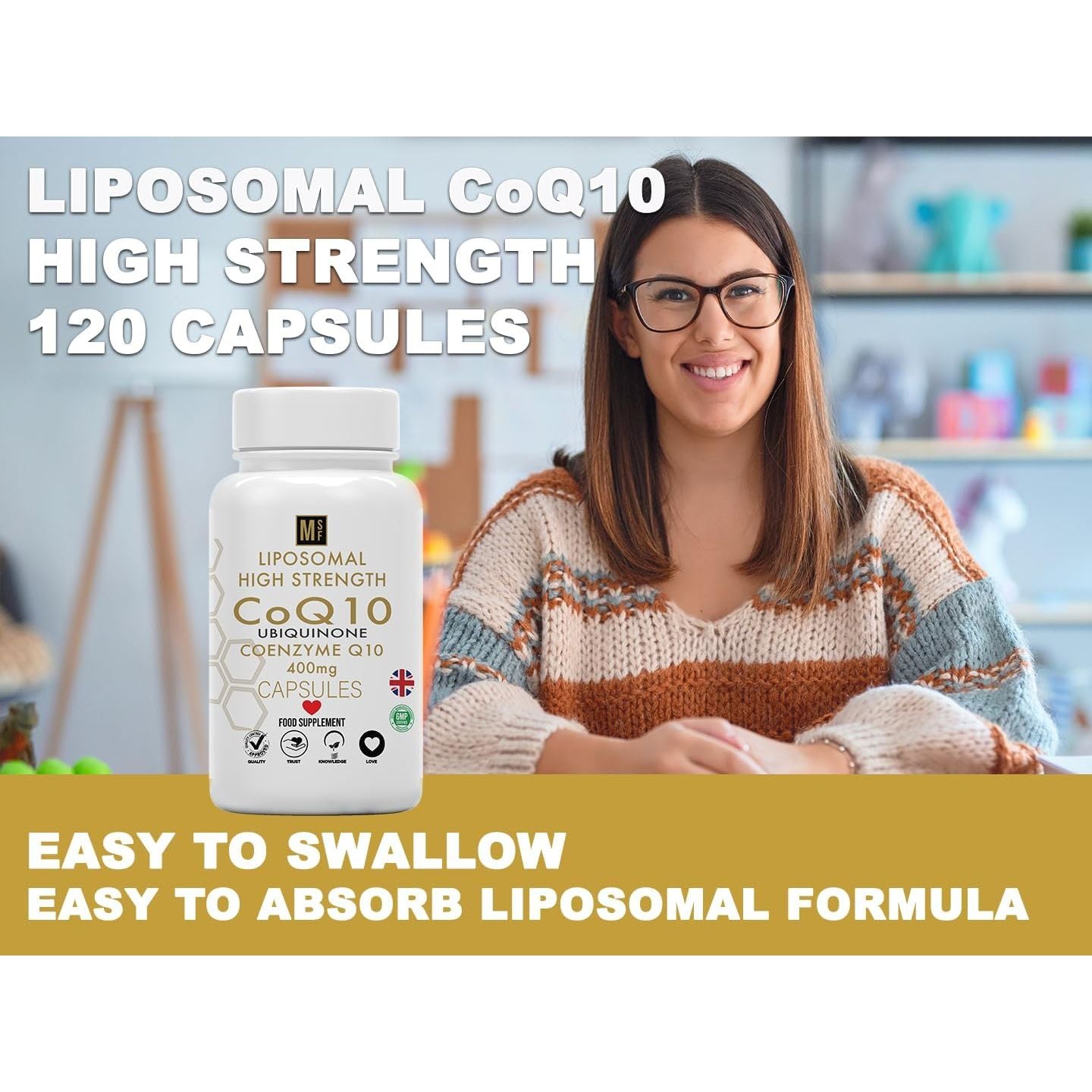 Ubiquinone Coenzyme Q10 400Mg | 120 High Strength Vegan Capsules | Liposomal High Absorption Coq10 1-A-Day Tablets | Coenzymeq10 Supplement | 4 Months Supply UK Company