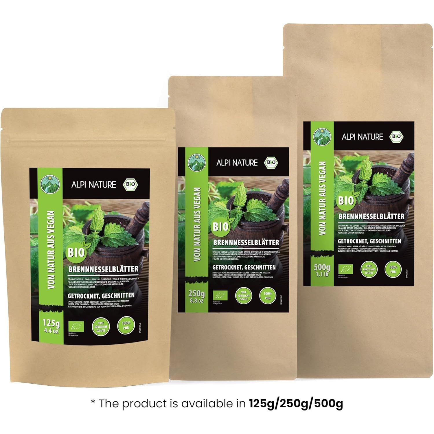 Alpi Nature Organic Nettle Tea 125G 4.4 Oz, Dried and Cut Nettle Leaves, Loose Leaf Tea