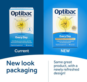 Optibac Probiotics Every Day - Digestive Probiotic Supplement with 5 Billion Bacterial Cultures & FOS Fibres - 30 Capsules