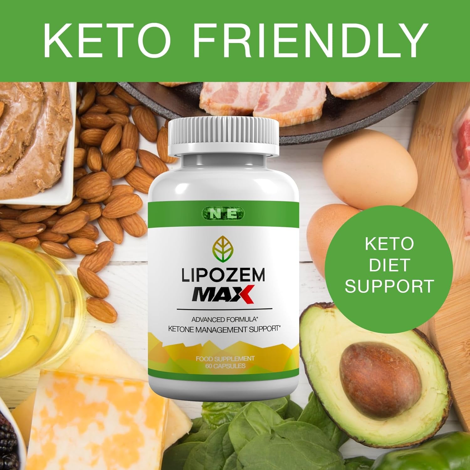 Lipozem Max Vegan Food Supplement, 60 Capsules, Keto Support, Boost Energy, Weight Support, Gluten Free