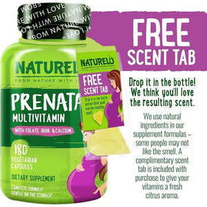NATURELO Prenatal Multivitamin - Natural Vitamins & Minerals - Active Folate, Iron & Calcium - Essential Nutrients during Pregnancy & Conception - No Gmos - 180 Vegan Capsules | 2 Month Supply