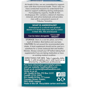 Health & Him Andropause 55+ Supplements for Men - with Shilajit & Tribulus Terrestris - Mens Multivitamin 60 Capsules. Vegan, Gluten-Free