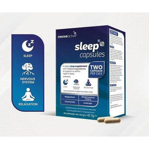 Revive Active Sleep Capsules - Daily Supplement with Magnesium, Montmorency Cherry, Chamomile & Lavender for Relaxation, Nervous System Support & Rest - 7 Active Ingredients - 30 Days Supply