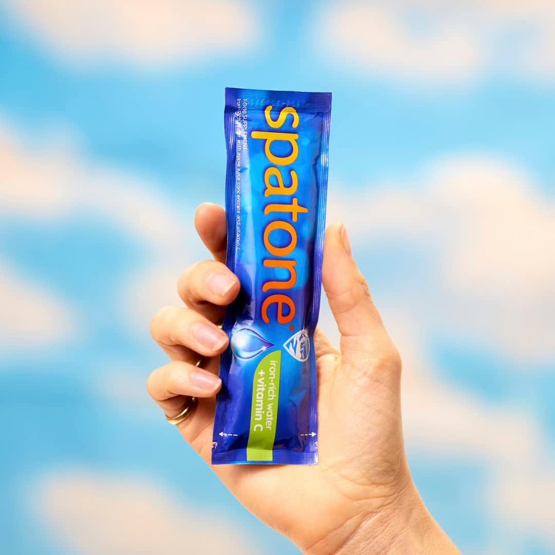 Spatone Natural Iron Supplement + Vitamin C (42 Sachets), Daily Convenient Liquid Iron Sachets, Nothing Artificial, Better Absorption than Tablets, Less Side Effects, Apple Flavour