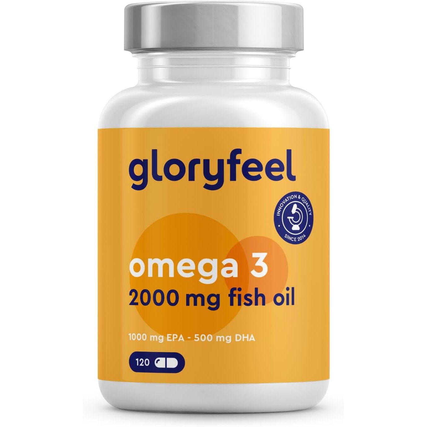 Omega 3 Capsules - High Strength - with 2000Mg Fish Oil, 1000Mg EPA & 500Mg DHA per Daily Dose (In Triglyceride Form) - Essential Fatty Acids from Anchovies - Nutritional Supplements Made in Germany