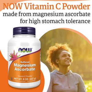 Now Foods, Magnesium Ascorbate, 227G Vegan Powder, Vitamin C, Minerals, Gluten Free, Soy Free, Vegetarian