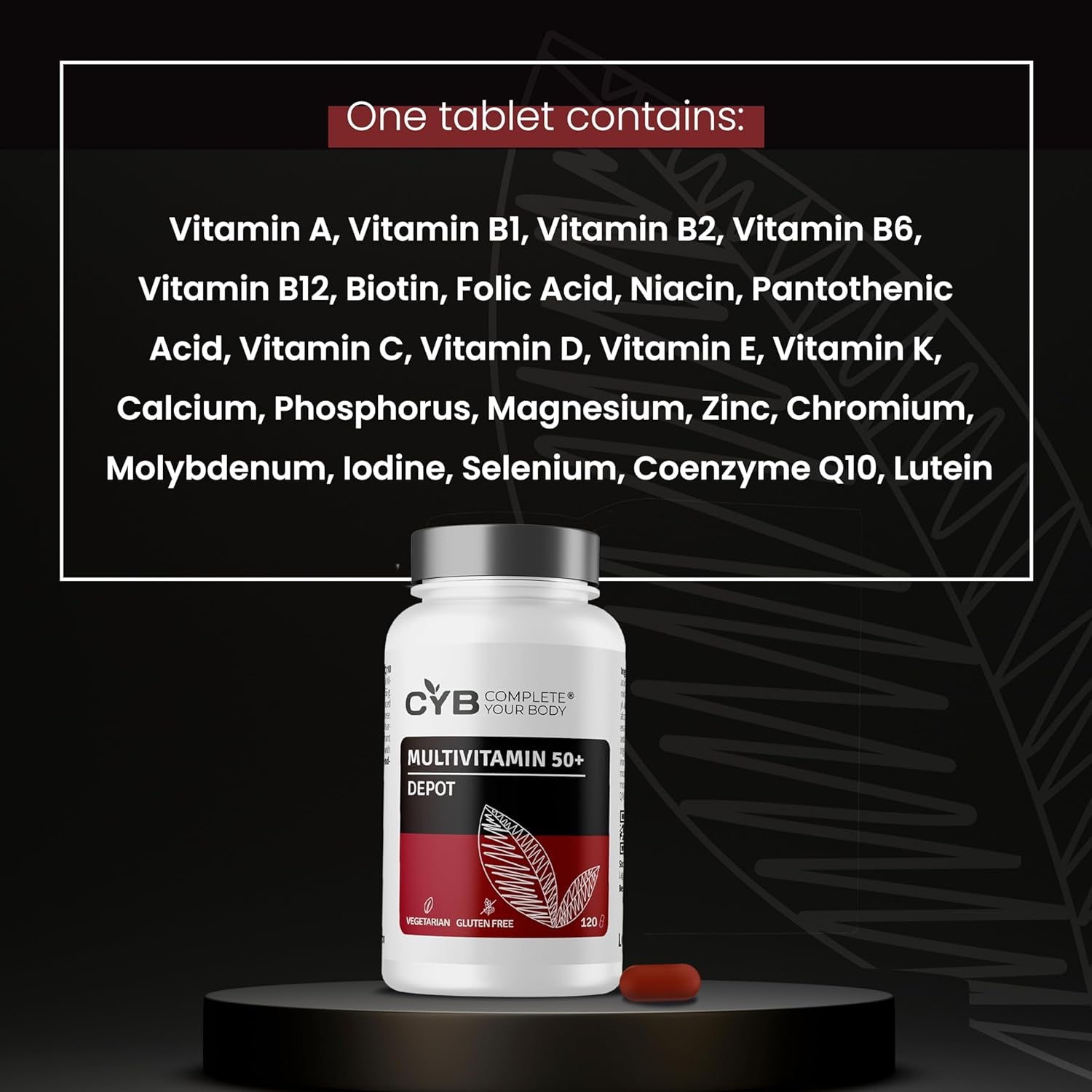 A-Z 50+ Premium Multivitamin & Mineral Tablets with Lutein & Coenzyme Q10 – Complete One-A-Day Formula with All Essential Vitamins & Minerals plus Lutein & Coq10 – Daily Supplement for Adults over 50