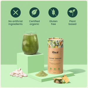 Rheal Clean Greens 150G | 30 Servings | Daily Source of Nutritious Greens | Supports Energy, Immunity & Digestion | 100% Organic & Gluten Free | Plant Based | Certified B Corp