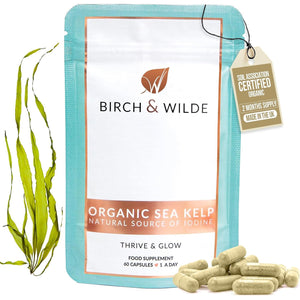 Sea Kelp 500 Mg with Iodine, High Strength Vegan Supplement for Thyroid Support and Skin, Soil Association Organic and Made in UK, 60 Capsules (2 Months Supply)