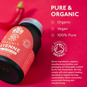Organic Cayenne Pepper Capsules 500Mg | 2Mg Capsaicinoids Including Capsaicin | 60 Vegan Capsules with Zero Fillers or Synthetic Ingredients - 100% Pure & Natural Cayenne Powder