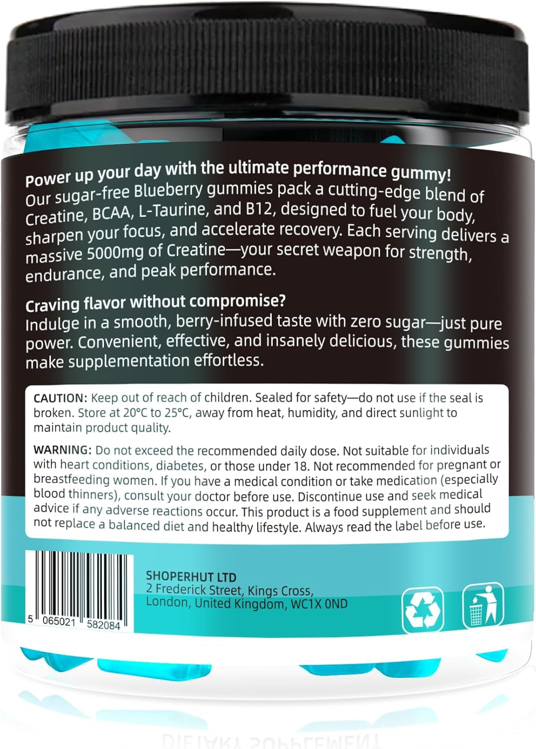 120 Creatine Gummies 6500Mg Sugar-Free Complex – Pre-Workout Creatine Monohydrate + BCAA, L-Taurine, B12 – Max Strength Chewable Gym Supplement – Vegan Gummy Chews for Men & Women – Primalvit