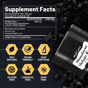 HJCARE Himalayan Shilajit Resin 30G - 100% Pure Gold Grade for Men & Women, 60 Servings for Energy Boost & Immune Support, 75%+ Fulvic Acid & Vitality Booster