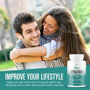 Vinco Apigenin 100Mg Supplement - 120 Sleep Capsules for Better Relaxation, 99%+ Pure Natural Formula - NAD Booster, Apigenin Sleep Supplements, Natural Sleep Aid for Adults - Made in the UK