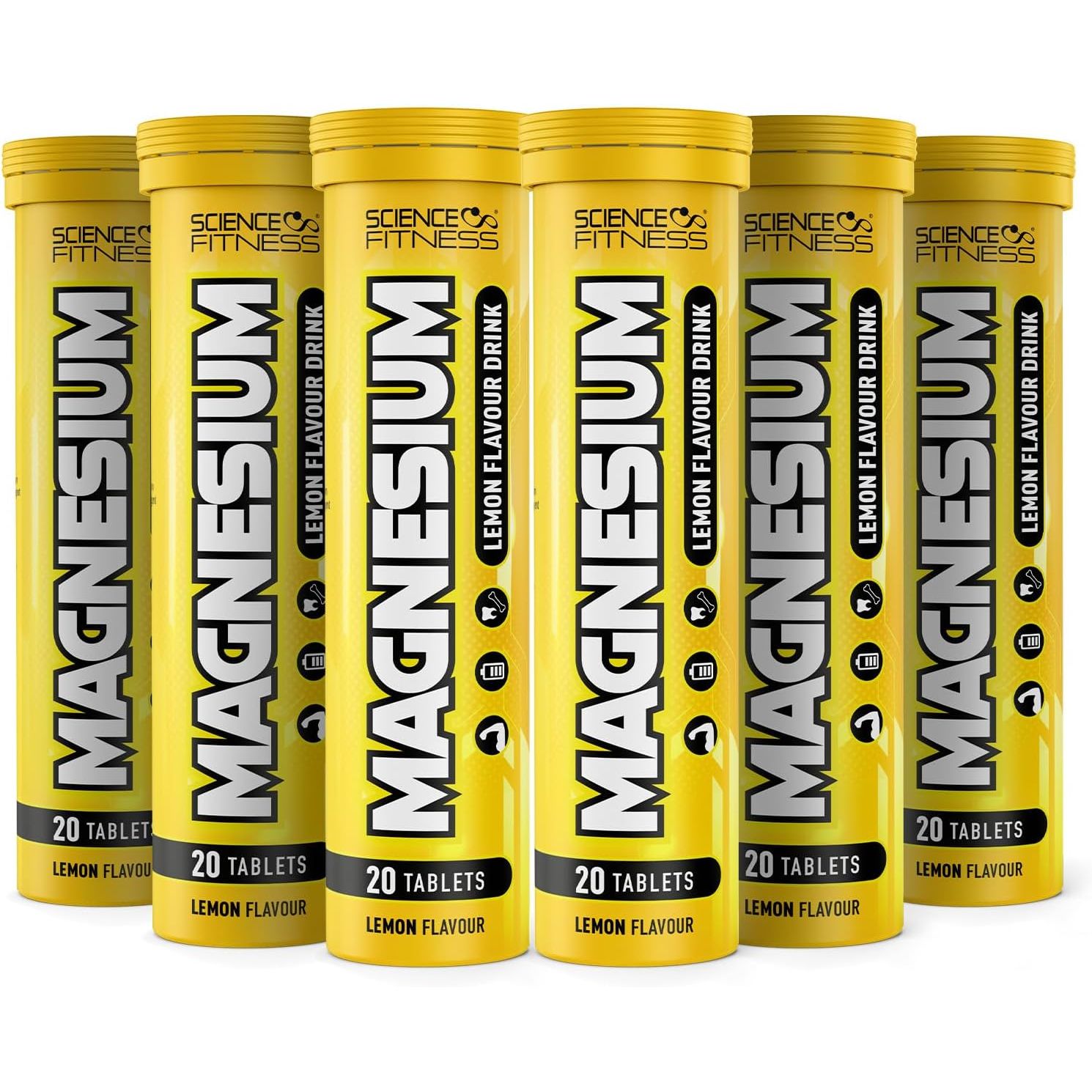 Magnesium Lemon Flavour Effervescent Tablets -120 Tablets for Normal Muscle Functions, Suitable for Vegans and Vegetarians, Magnesium 375 Mg per Serving