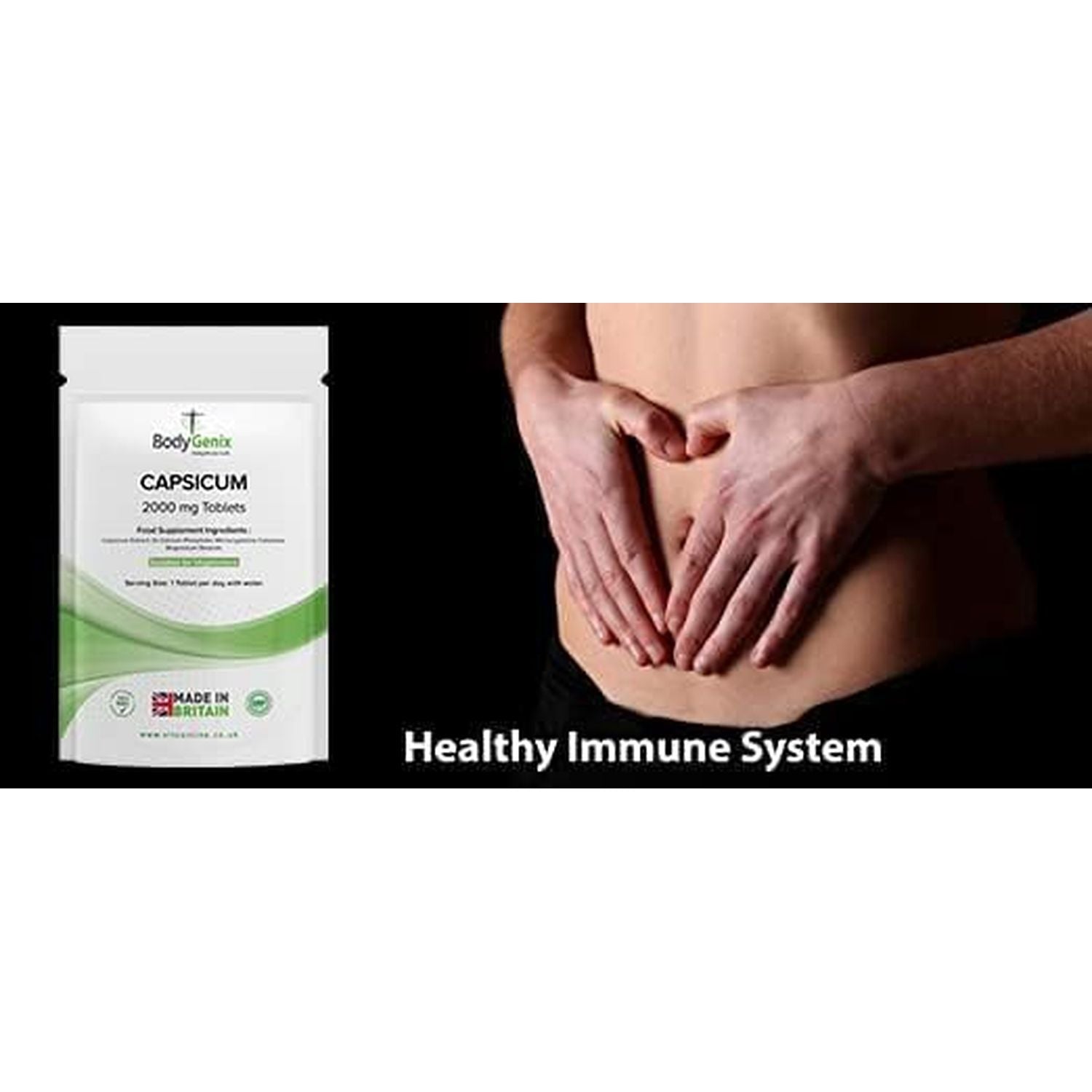 Bodygenix Capsicum Extract 2000Mg Tablets - High Strength anti Inflammatory Immune Metabolism Digestive anti Oxidant Support - Vegan Food Supplement 120 Tablets