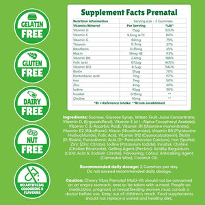 Chewy Vites Women'S Prenatal Multivitamin, 60 Multivitamin Gummies, 16 Essential Nutrients with Folic Acid, Iron and Vitamin D, 1 Month Supply, Vegan, Blueberry and Raspberry Flavour