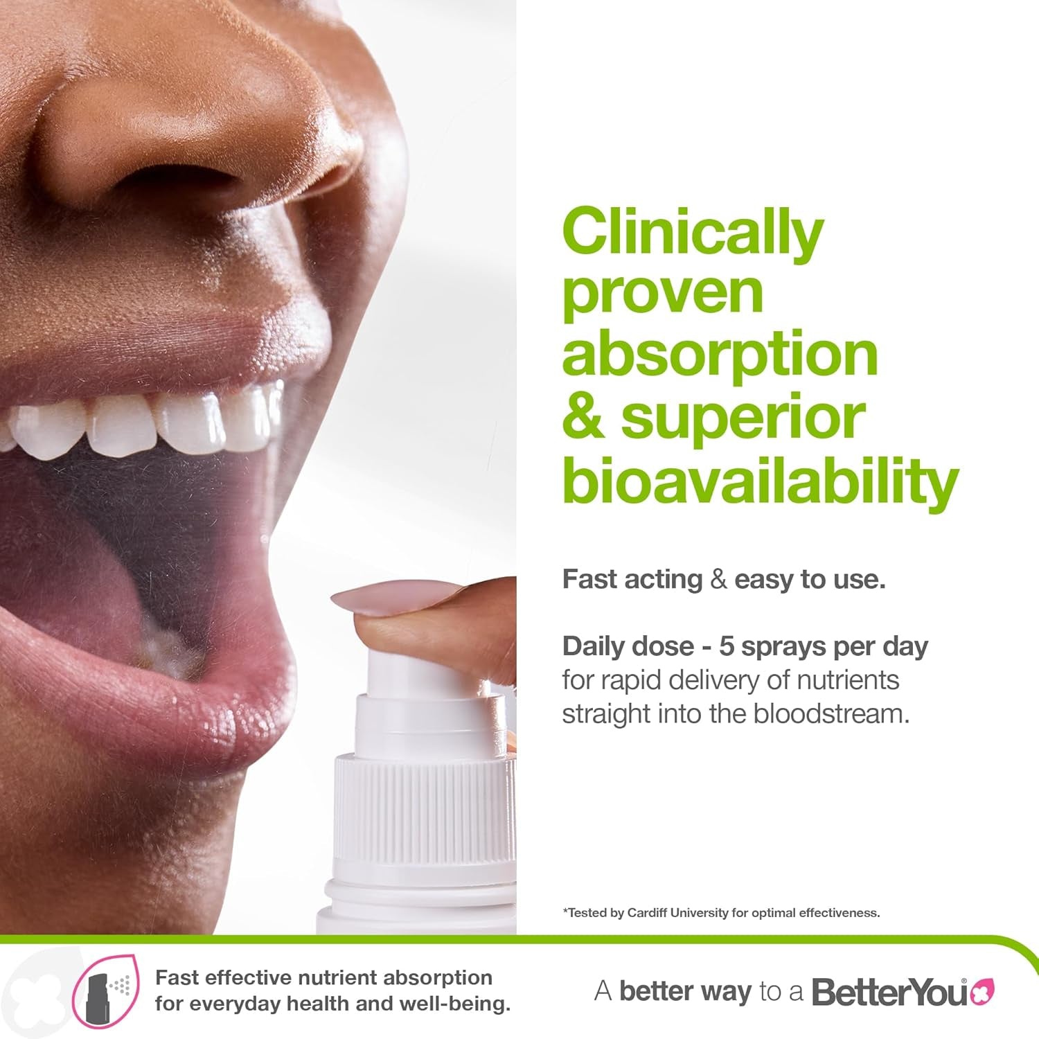 Betteryou Zinc Oral Spray Supplement, Fast Acting Zinc Bisglycinate Chelate Supplement for Immune System Support, 1-Month Supply, Made in the UK, Natural Lemon and Lime Flavour