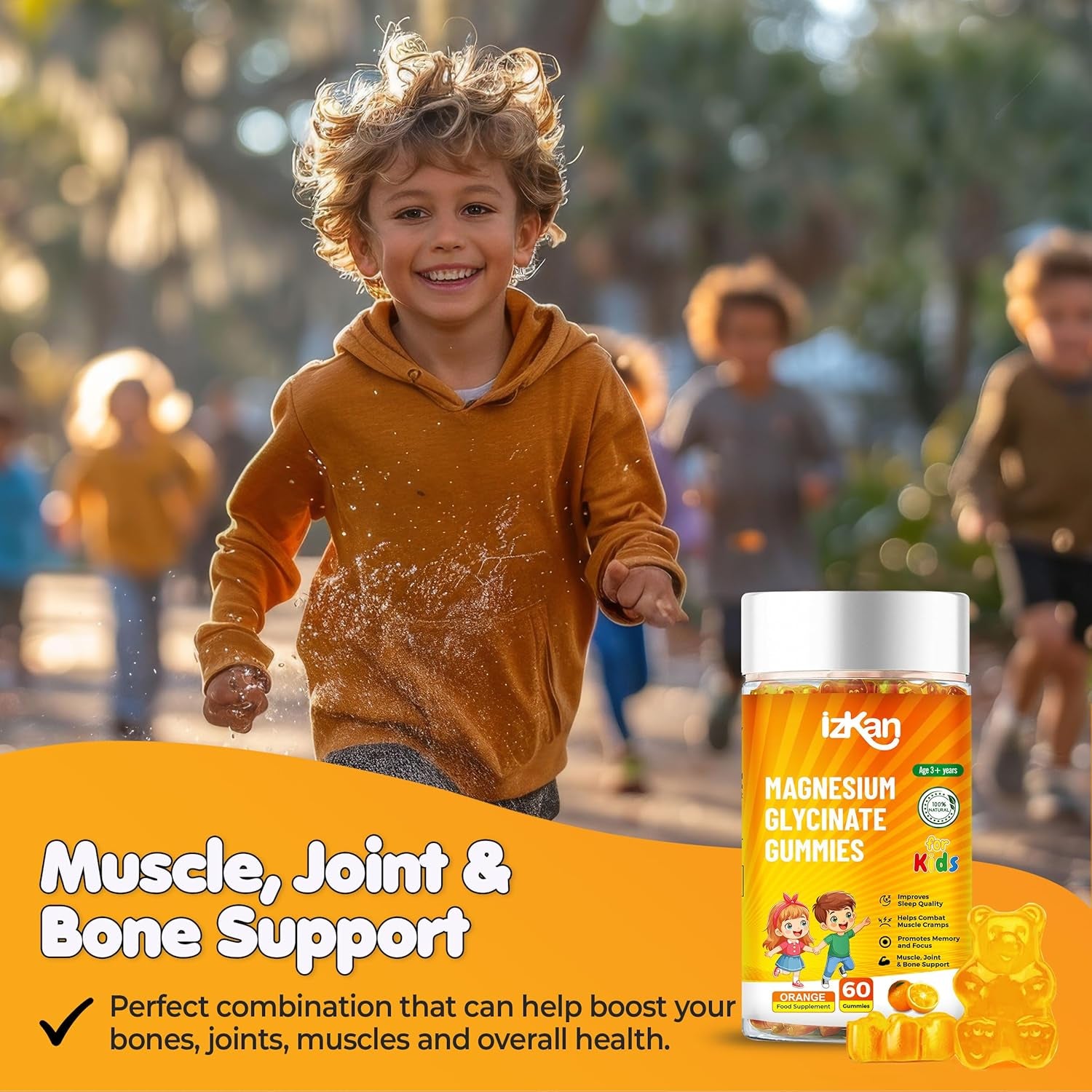 Magnesium Glycinate Gummies 100Mg for Kids, Calm Magnesium Gummies for Sleep, Relaxation, Brain, Focus, Bone, No Melatonin, Gluten Free, Non GMO, Vegan, 60 Gummies (1)