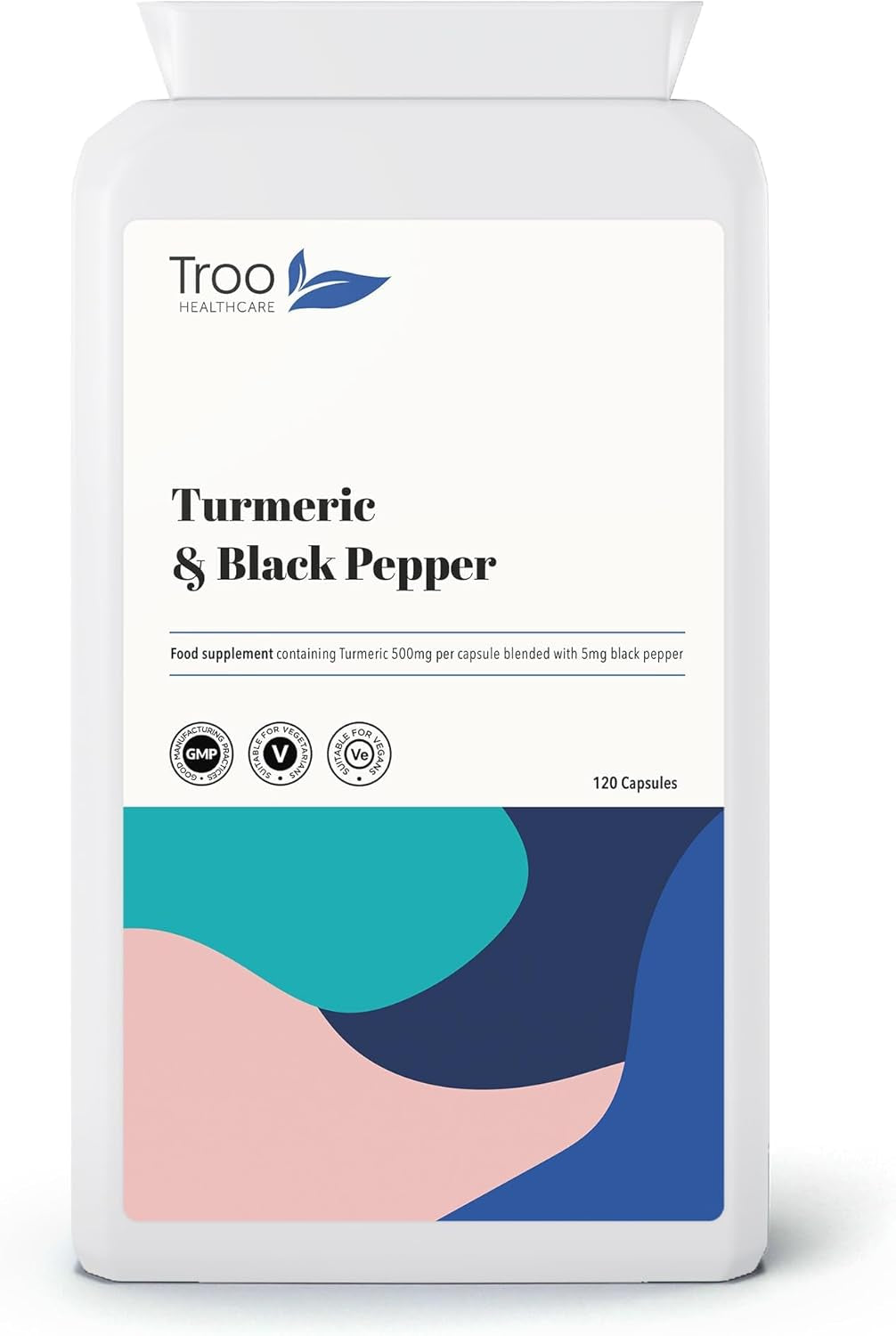 Troo Health Care Turmeric Capsules with Black Pepper to Aid Absorption - High Strength 1000Mg per Serving of Turmeric Curcumin - Manufactured in the UK