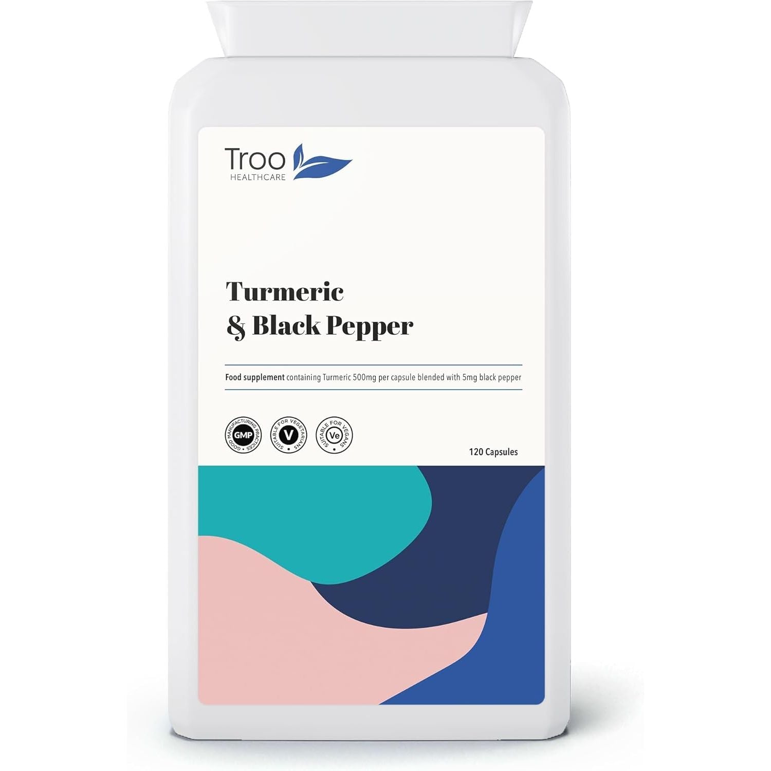 Troo Health Care Turmeric Capsules with Black Pepper to Aid Absorption - High Strength 1000Mg per Serving of Turmeric Curcumin - Manufactured in the UK