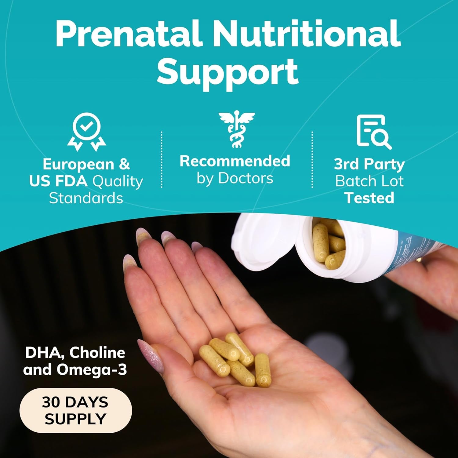 CONCEIVE plus Prenatal Vitamins for Women - Multivitamin with DHA, Choline, Folate, Non GMO Pregnancy Supplement | 30 Day Supply, Pre Conception Vitamin, Fertility Booster, Help Get Pregnant | 60 Caps