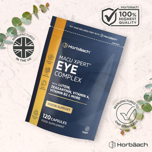 Lutein and Zeaxanthin Supplement for Eyes | High Strength Complex with Vitamin A, E, C, B2, Zinc, Copper and Beta Carotene | 120 Vegan Capsules | by Horbaach