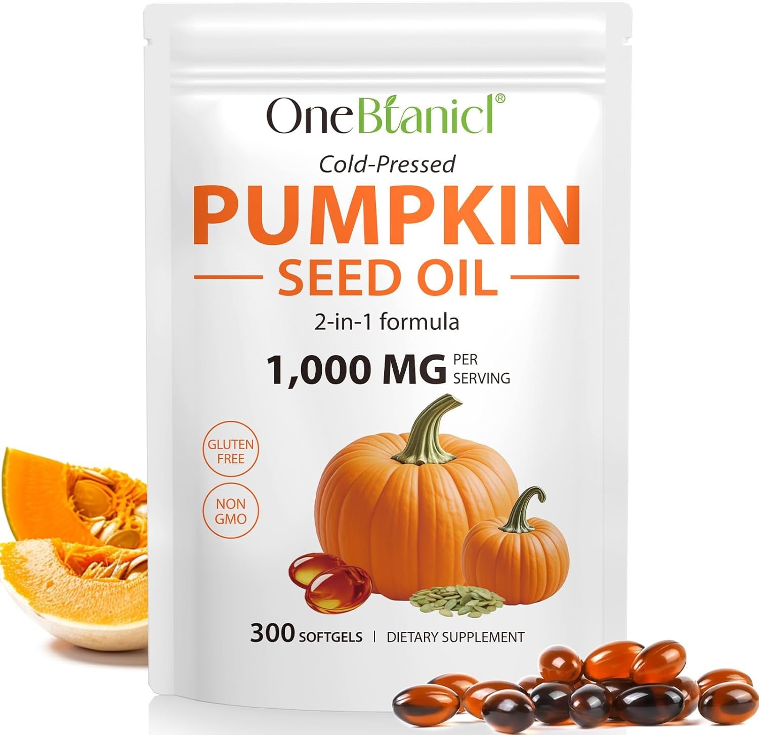 Pumpkin Seed Oil Capsules 1000Mg per Serving - 300 Softgels for Hair & Urinary Support - 2-In-1 Formula, Rich in Zinc & Omega Fatty Acids - Easy-To-Swallow, Vegan