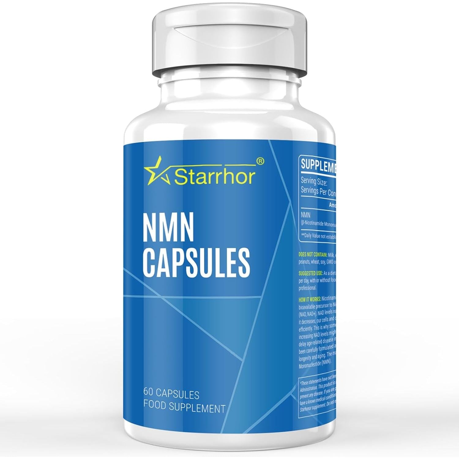 NAD+ Supplement 500Mg Highest Strength Capsule, Energy Booster & Anti-Aging, Maximum Absorption, Vegan Friendly (60 Count (Pack of 1))