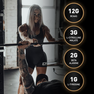 DY Nutrition HIT BCAA 10:1:1 (Orange) with L-Citrulline Malate, Beta Alanine + 12G of Branch Chain Amino Acids 400G Powder, 20 Servings - Optimal Pump & Performance | Non Stim Pre & Intra Workout