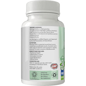 Simply Pure Organic Moringa Oleifera for Heart Health | 500Mg Capsules X 90 | 100% Pure Soil Association Certified | Gluten Free | GM Free | Vegan
